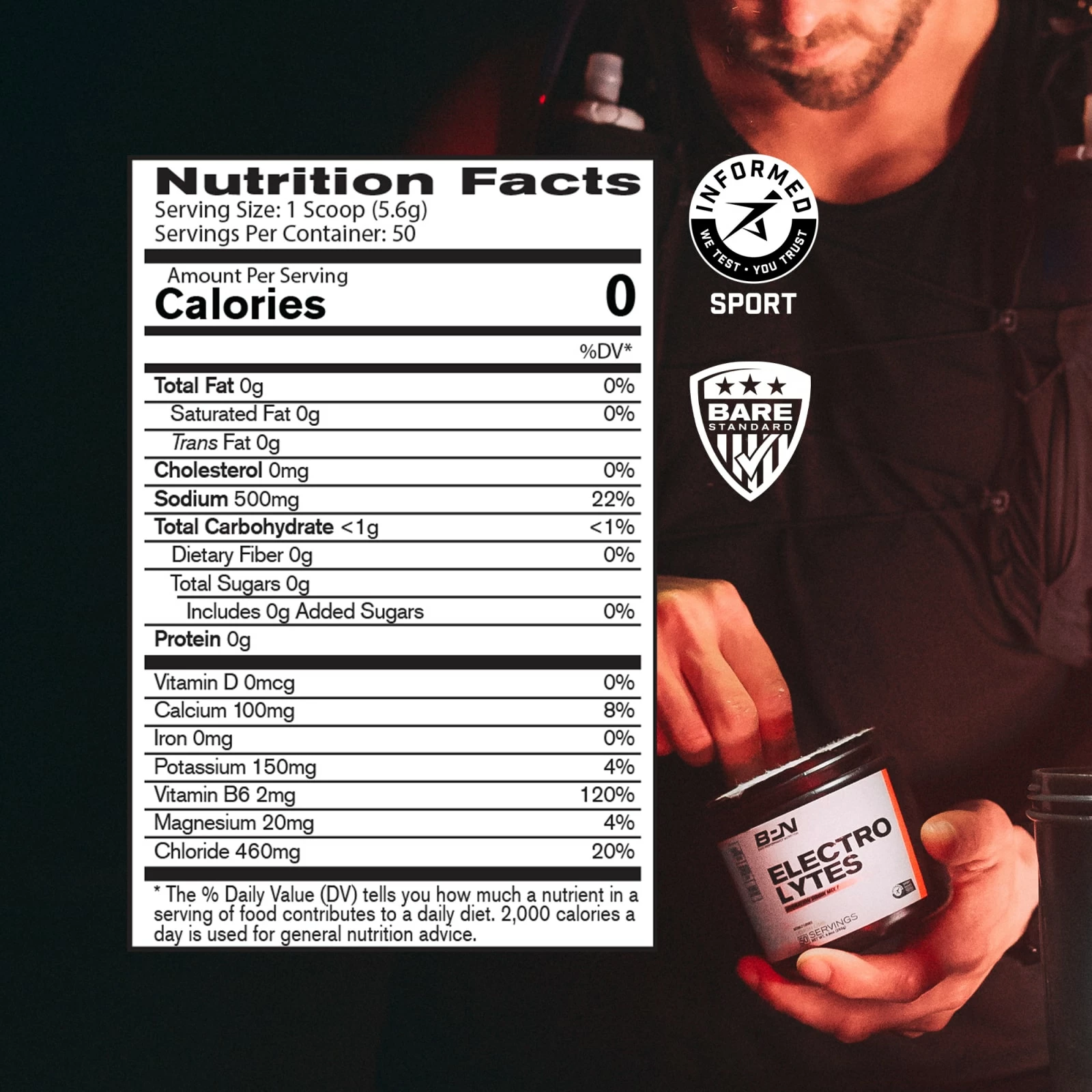 Bare Performance Nutrition Electrolytes Hydration Drink Mix - Lemon Lime - Image 2